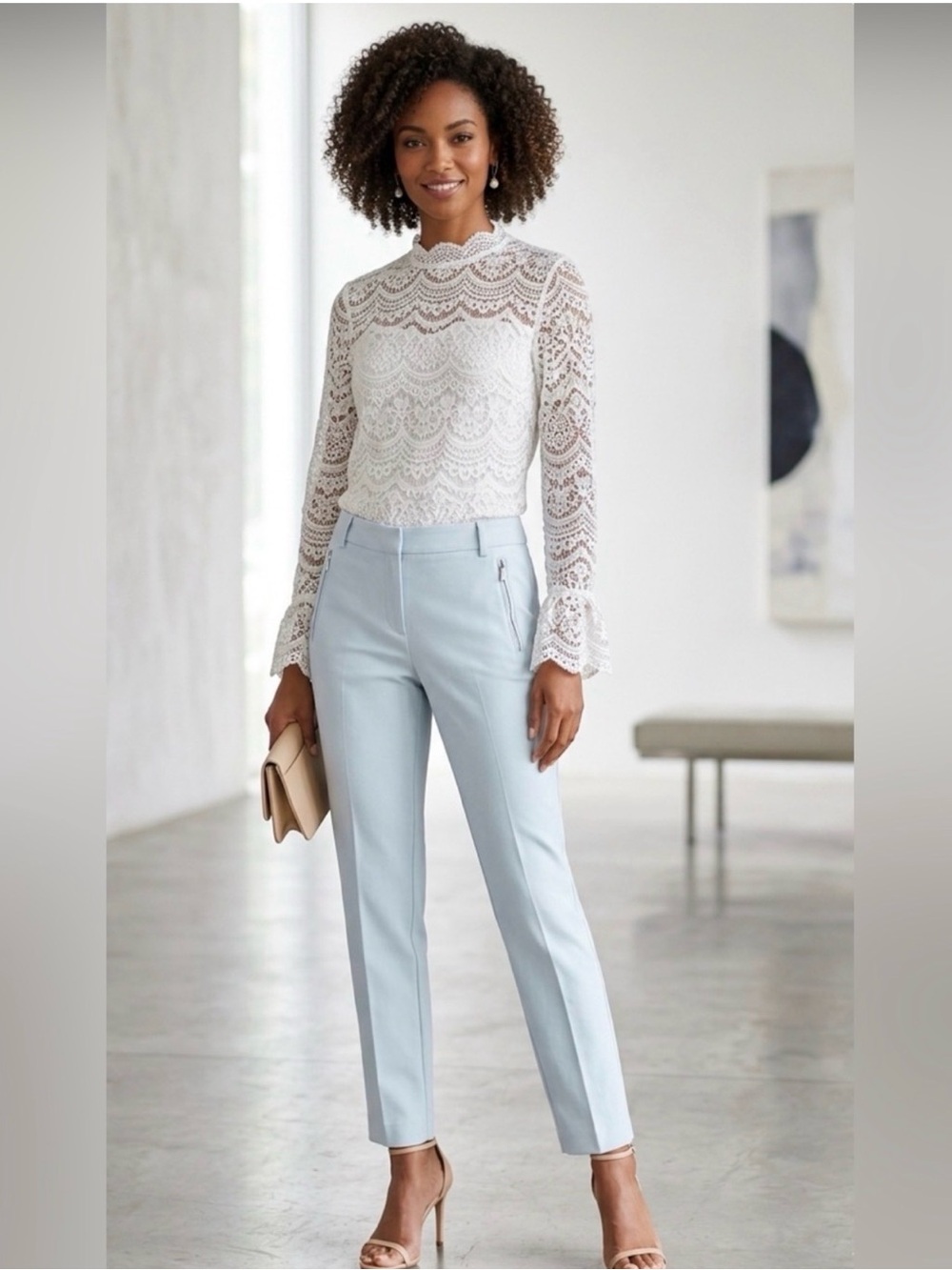 Adrienne Vittadini Light Blue Women’s Cropped Ankle Pants Size 10